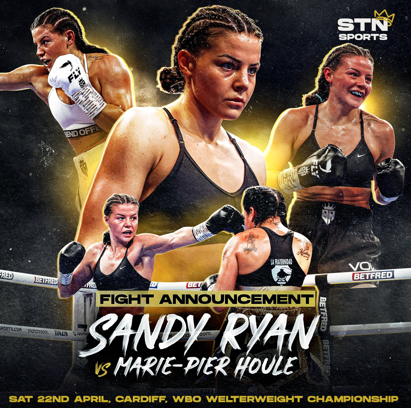 Sandy Ryan photos, with the fight date announced.